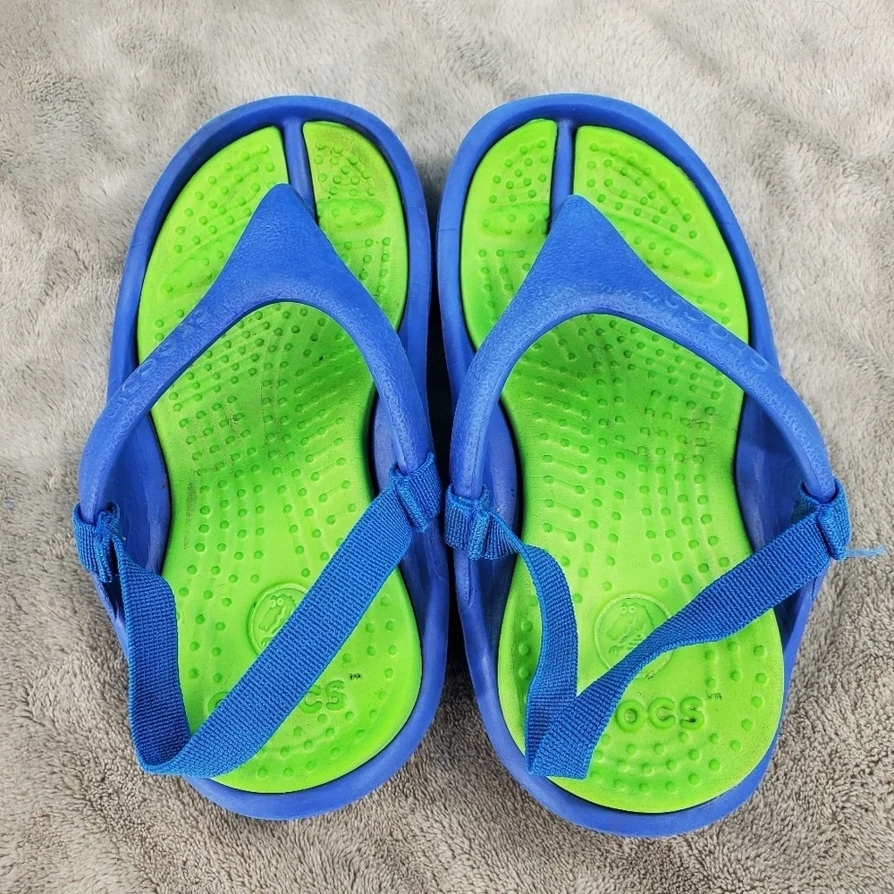 CROCS toddler green and blue sandals 6/7